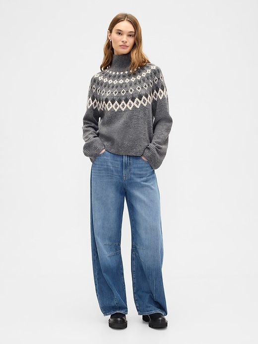 Image number 3 showing, Relaxed Fair Isle Mockneck Sweater