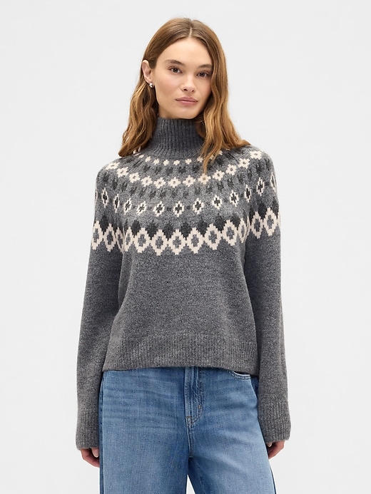 Image number 1 showing, Relaxed Fair Isle Mockneck Sweater