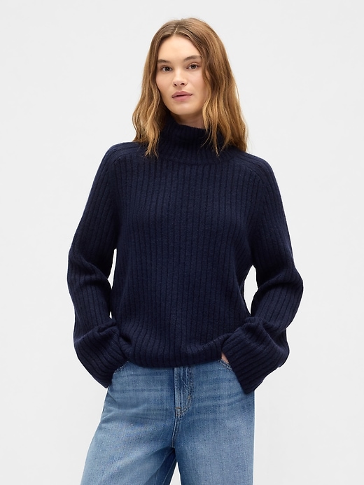 Image number 1 showing, Relaxed Ribbed Mockneck Sweater