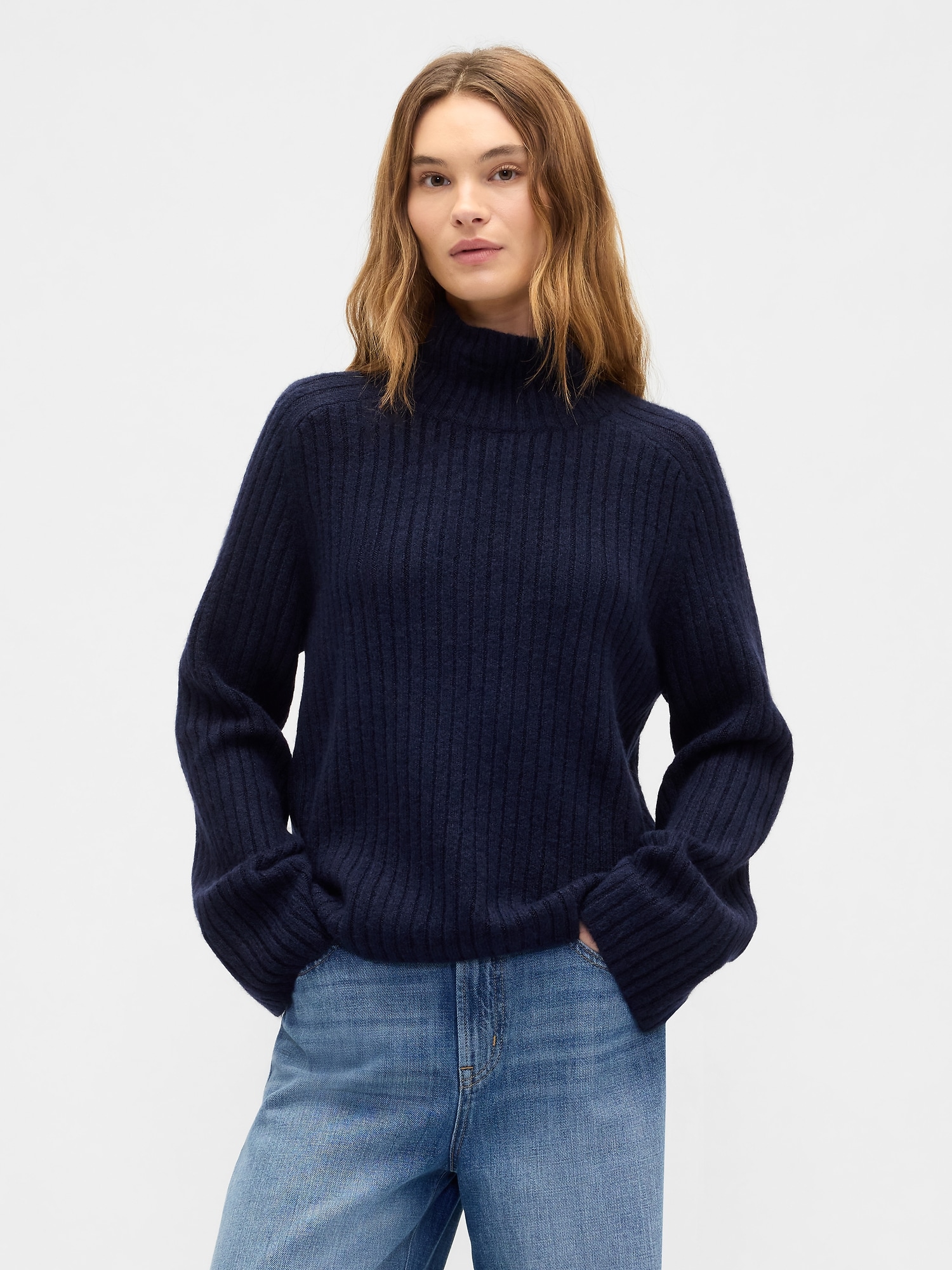 Relaxed Ribbed Mockneck Sweater