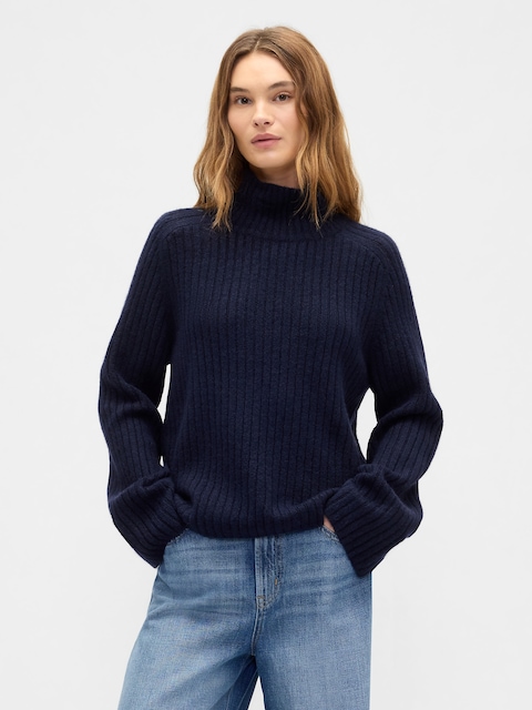Relaxed Ribbed Mockneck Sweater