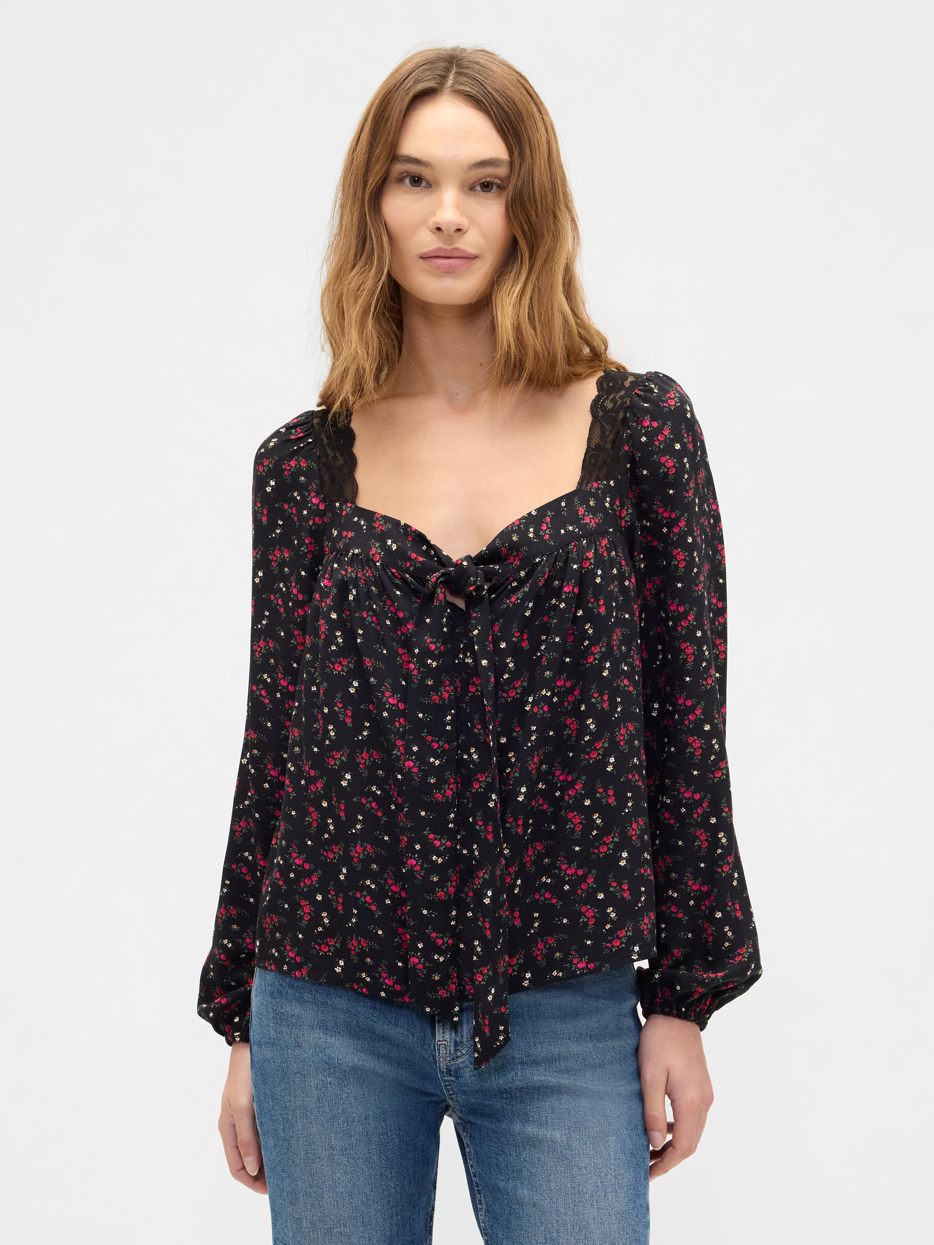 Oversized Lace-Trim Top