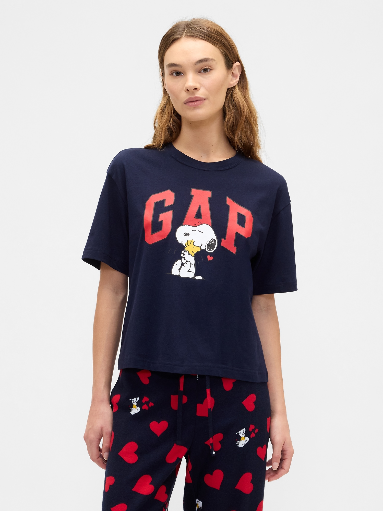 Peanuts Boxy Gap Logo T-Shirt - Vintage Navy