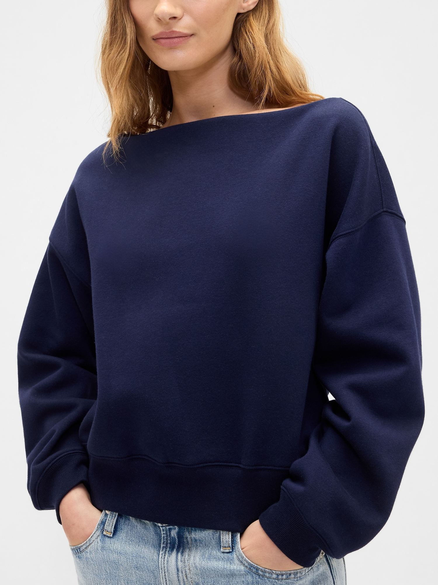 Gap Factory Oversized Boatneck Sweatshirt In Blue