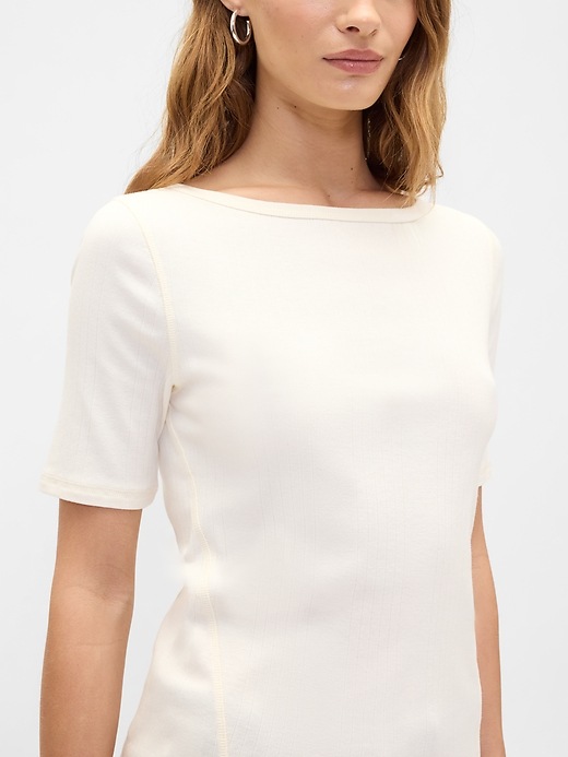 Image number 4 showing, Modern Ribbed Boatneck T-Shirt