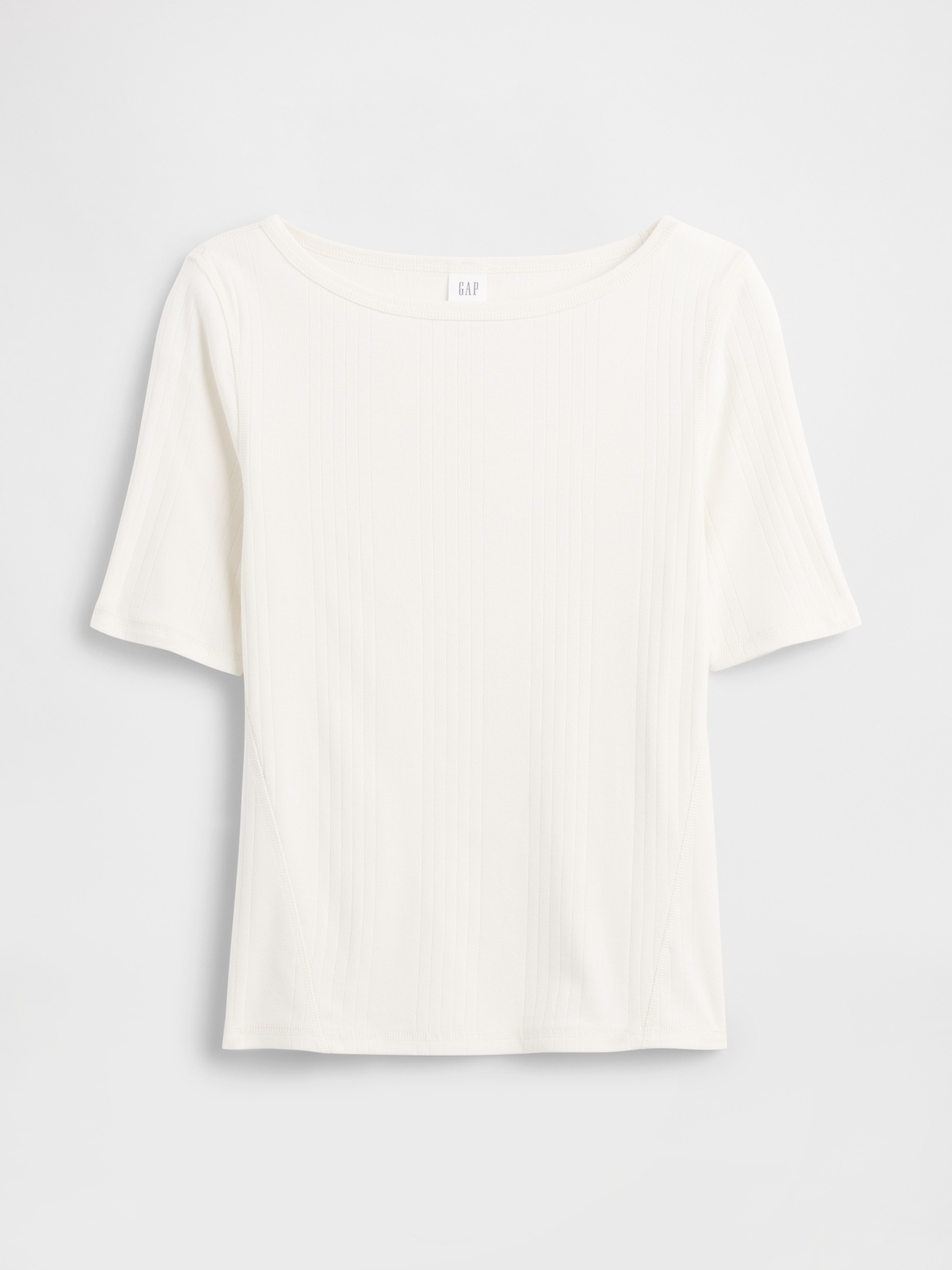 Gap Factory Modern Ribbed Boatneck T-shirt In White