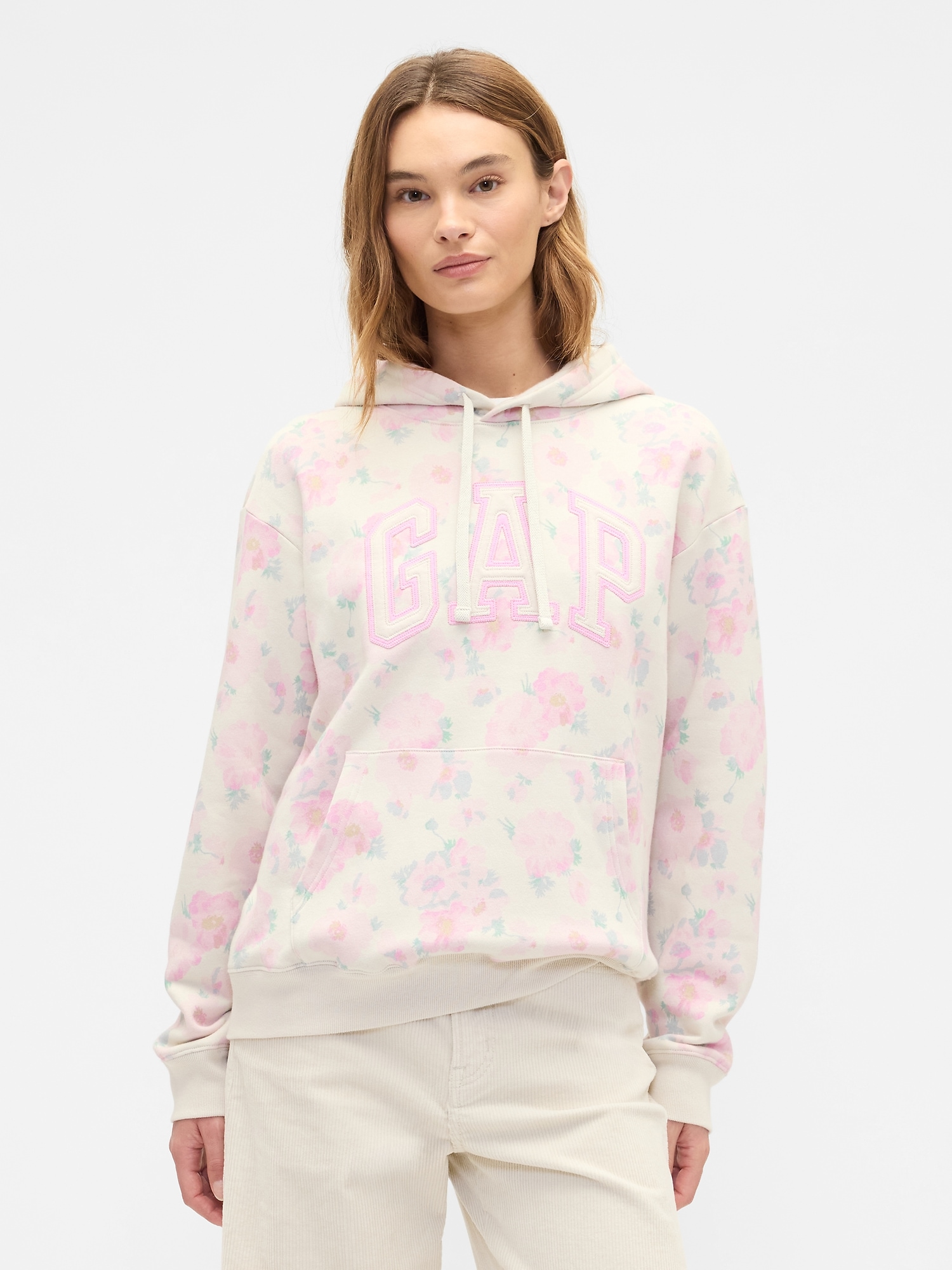 Relaxed Gap Logo Hoodie - Pink Floral