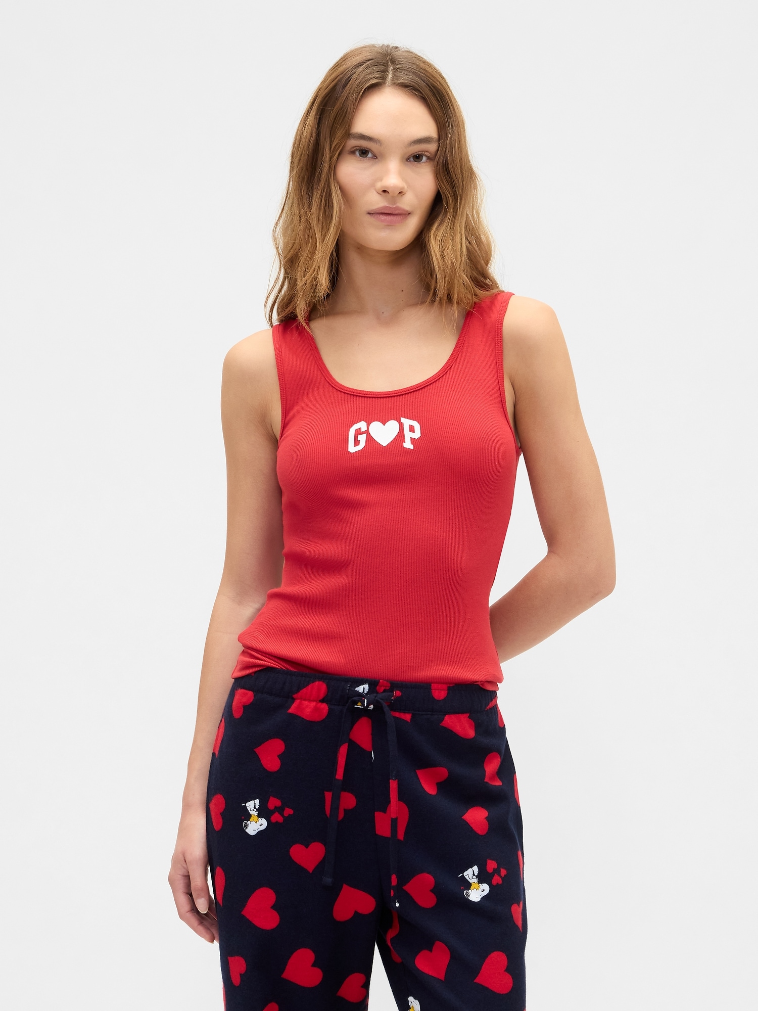 Gap Logo Ribbed Tank Top - Modern Red