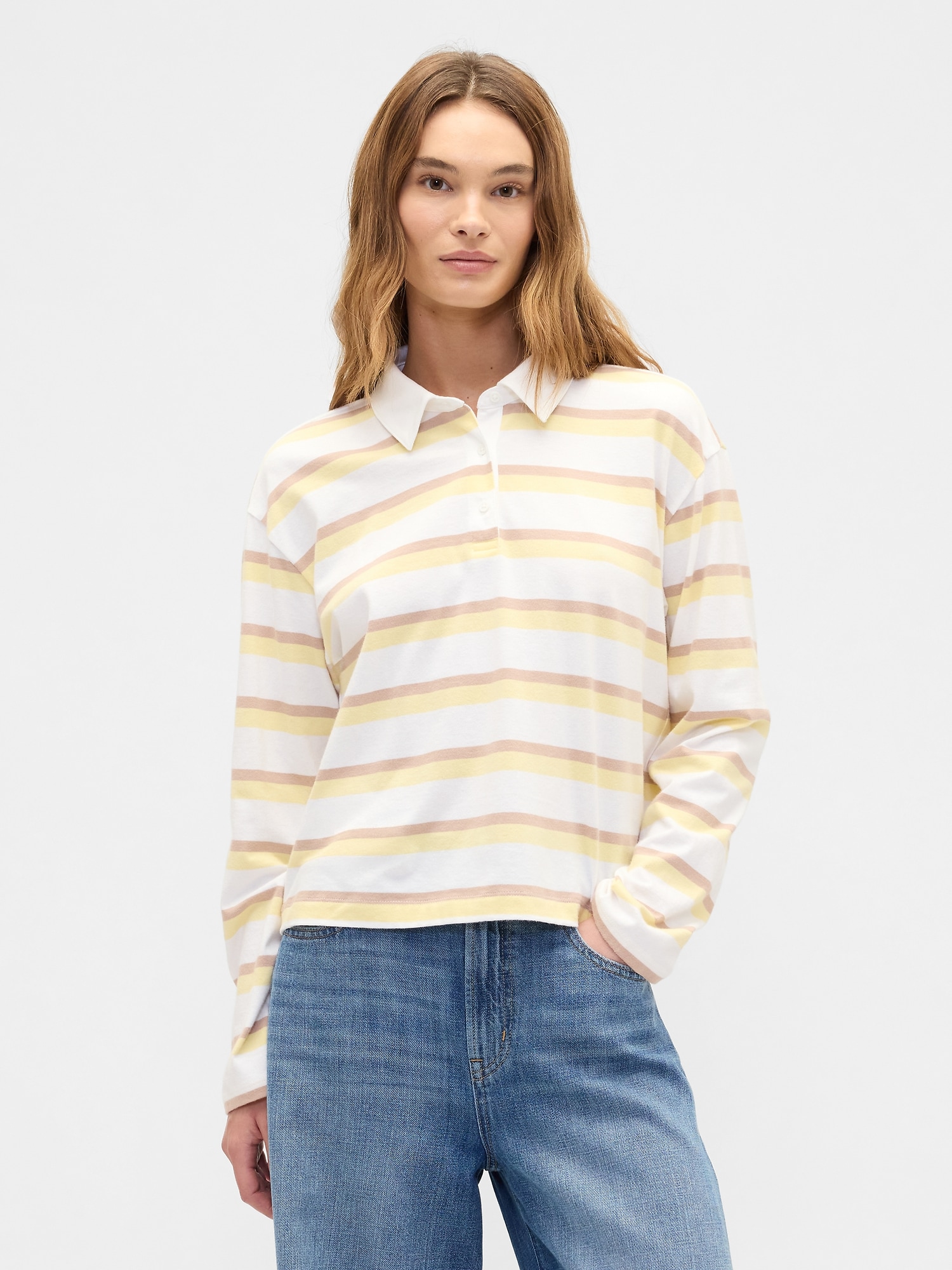 Oversized Stripe Rugby Polo Shirt