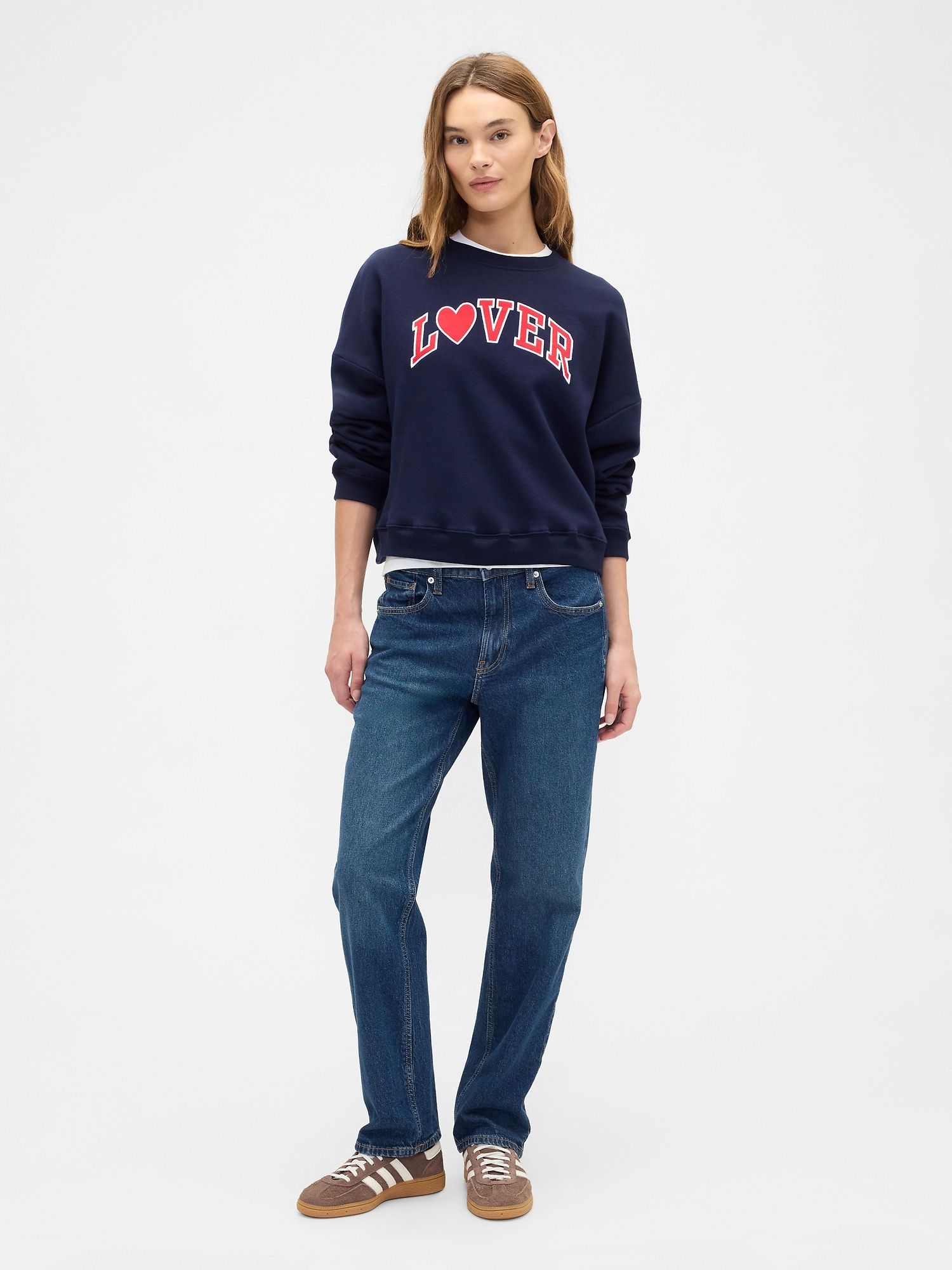 Gap Factory Oversized Holiday Graphic Sweatshirt In Blue
