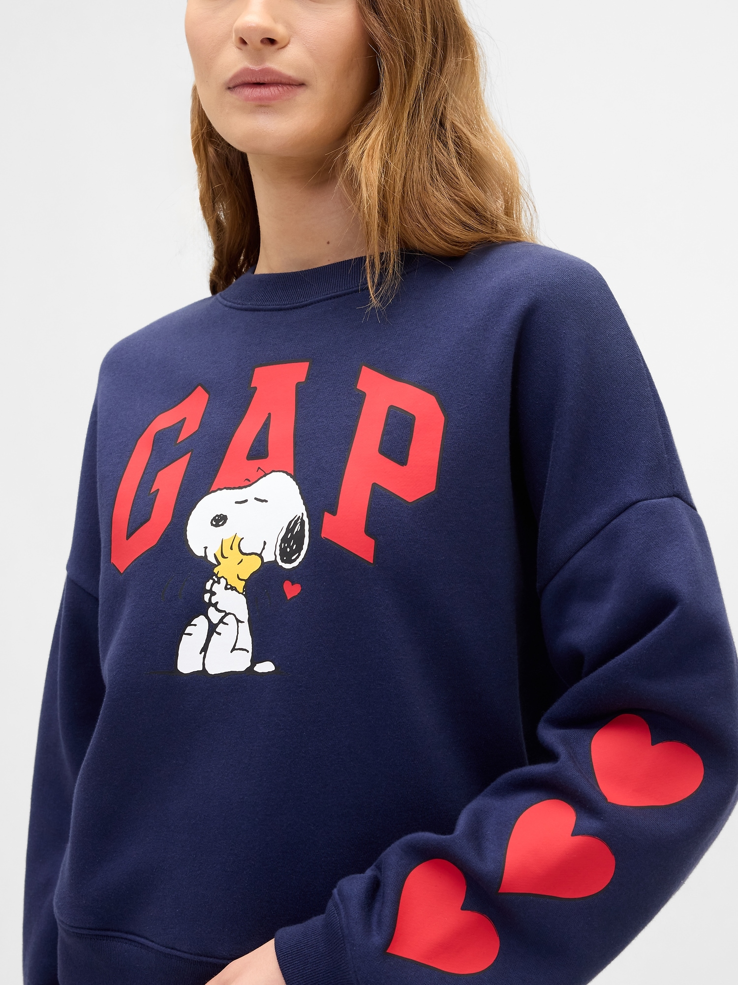Gap Factory Peanuts Oversized Wedge Gap Logo Sweatshirt In Blue