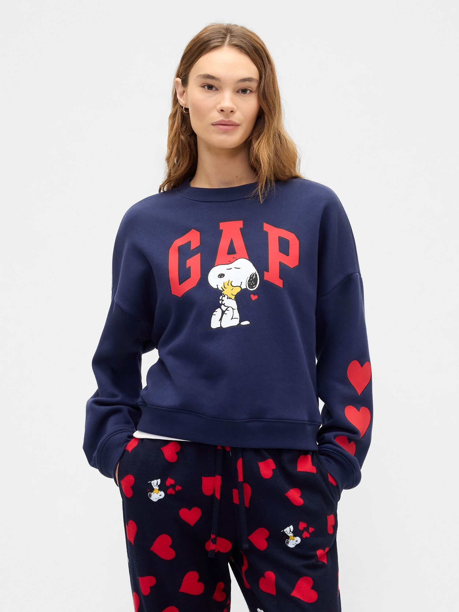 Gap Factory Peanuts Oversized Wedge Gap Logo Sweatshirt In Blue