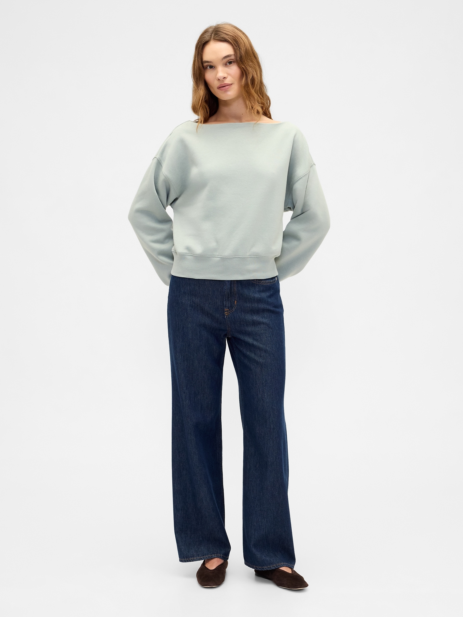 Gap Factory Oversized Boatneck Sweatshirt In Neutral
