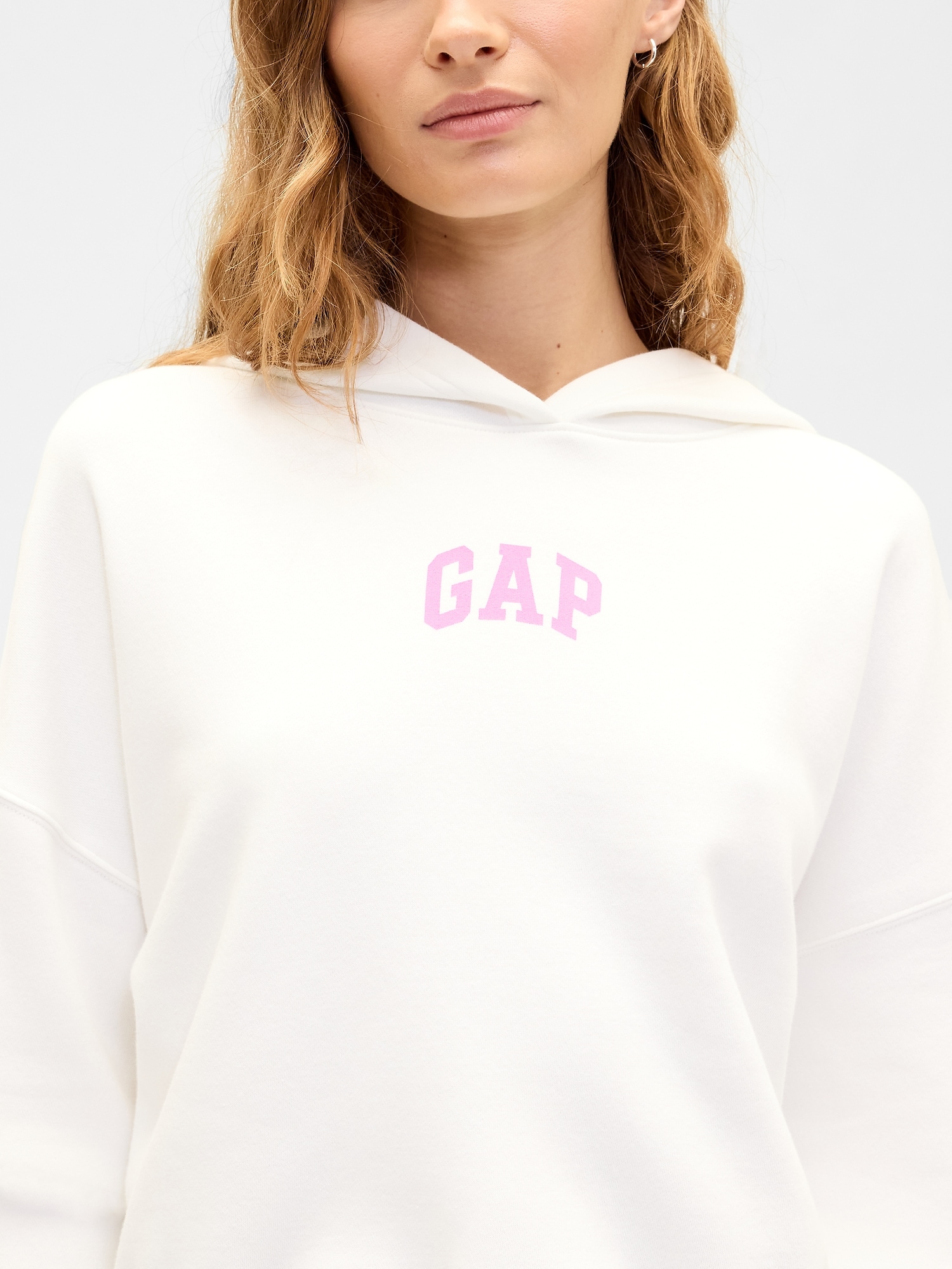 Gap Factory Relaxed Gap Mini-logo Cropped Hoodie In White