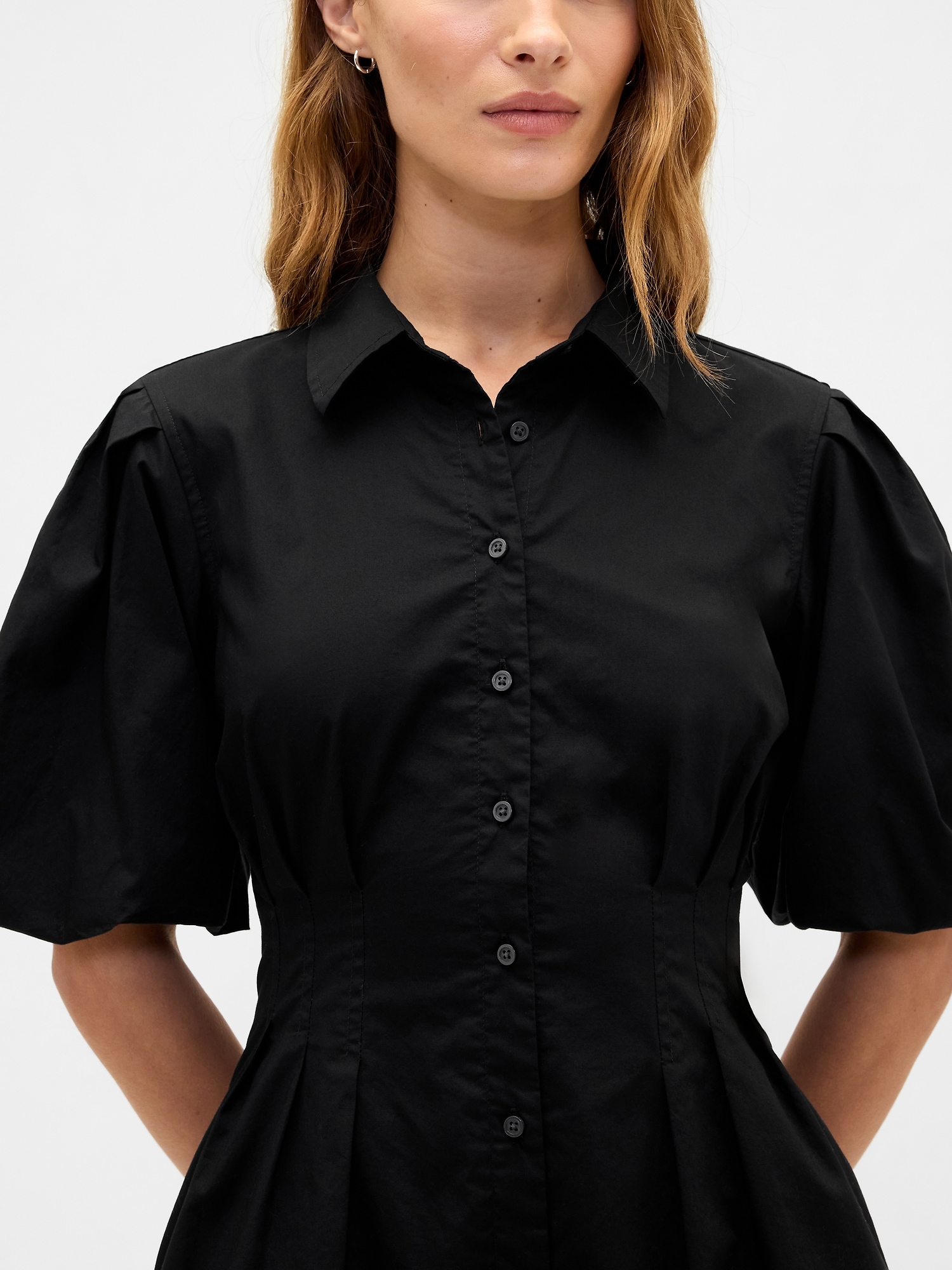 Gap Factory Mini Bubble Shirtdress In Black