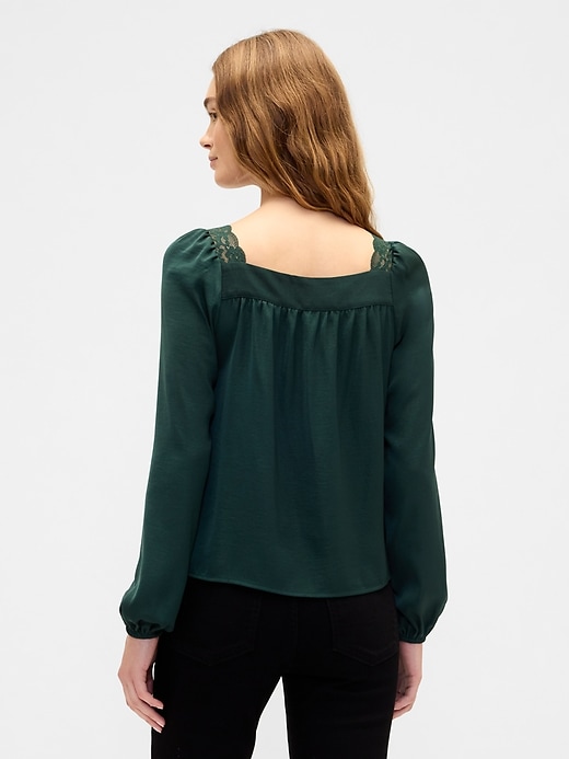Image number 2 showing, Oversized Lace-Trim Top