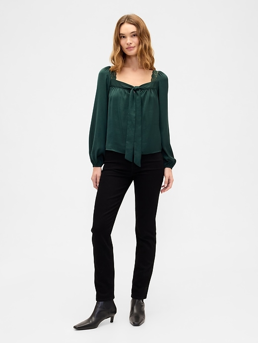 Image number 3 showing, Oversized Lace-Trim Top