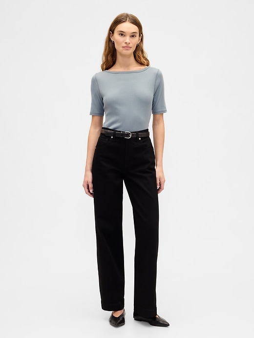 Image number 3 showing, Modern Ribbed Boatneck T-Shirt