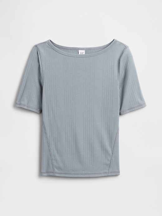 Image number 5 showing, Modern Ribbed Boatneck T-Shirt
