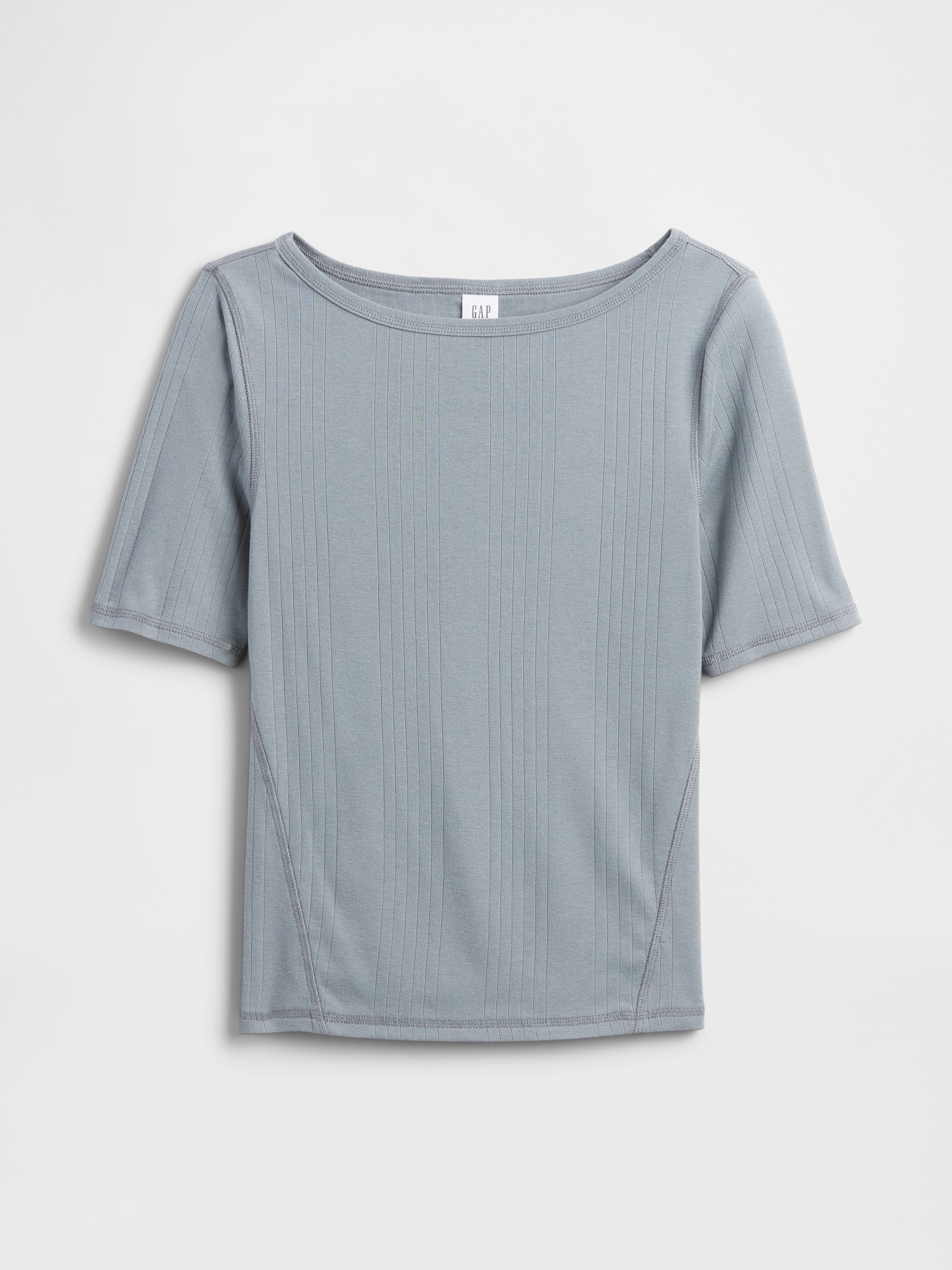Gap Factory Modern Ribbed Boatneck T-shirt In Gray