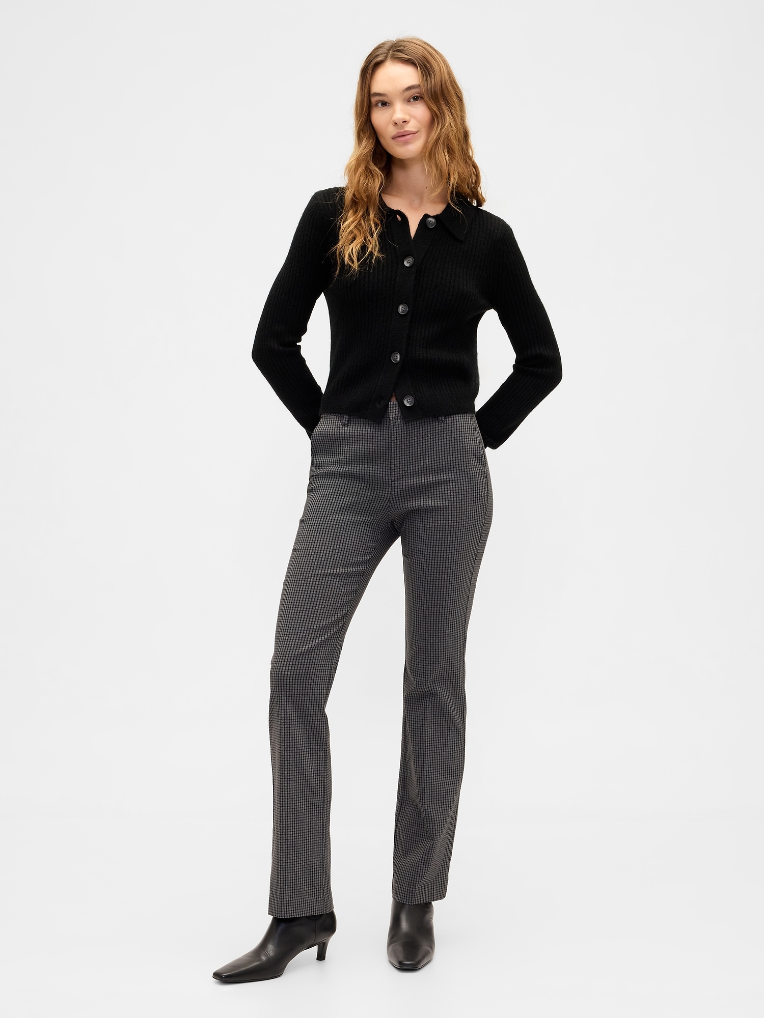 Baby Boot Pants in Bi-Stretch - Gray Plaid