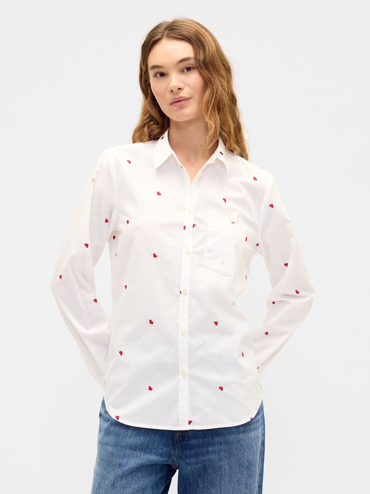 Classic Cotton Shirt - White Heart Graphic