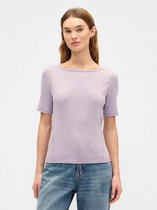 Image number 1 showing, Modern Ribbed Boatneck T-Shirt