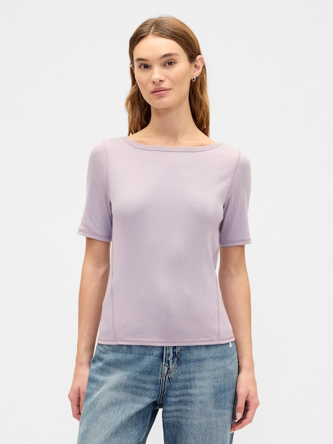 Modern Ribbed Boatneck T-Shirt