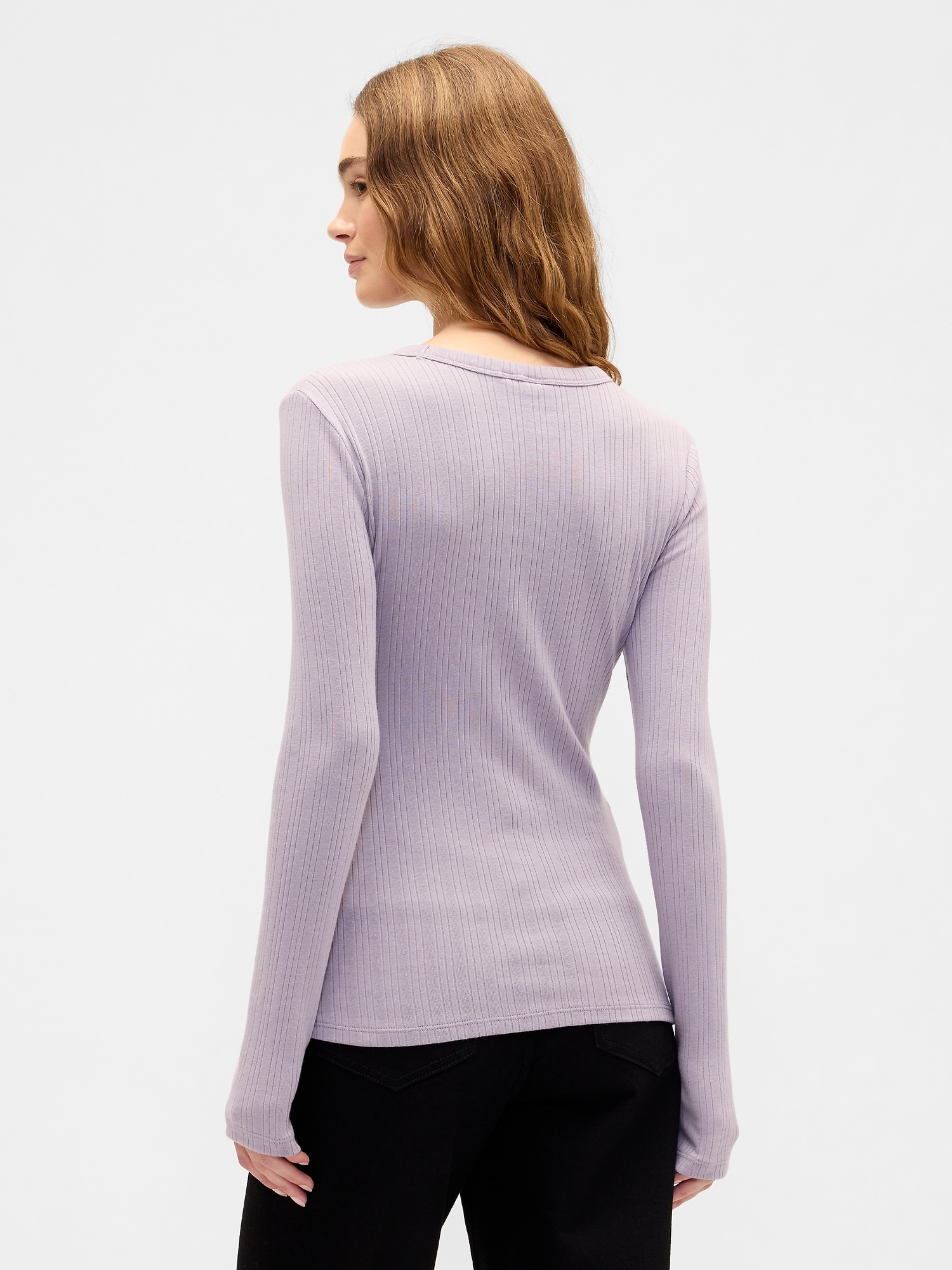 Gap Factory Ribbed Crewneck T-shirt In Purple