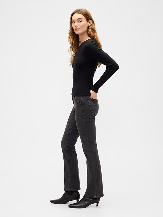 Image number 3 showing, Mid Rise Universal Seamed Baby Boot Jeans