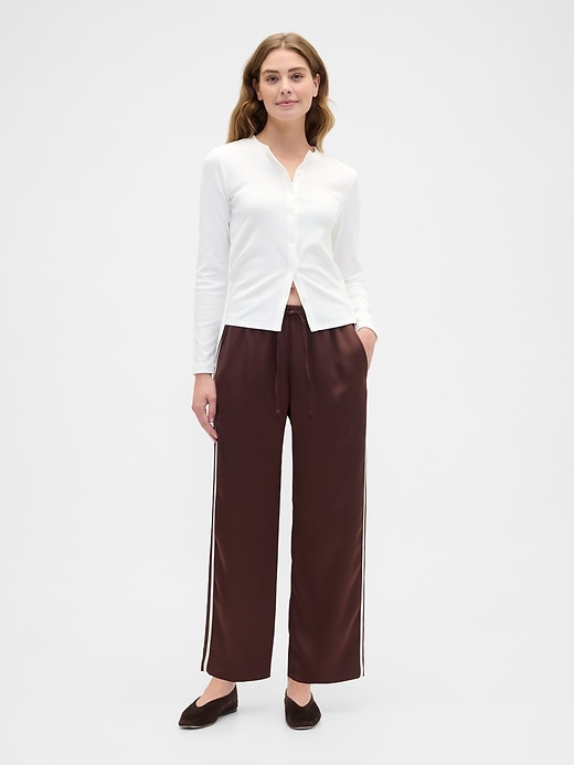 Image number 1 showing, Relaxed Straight-Leg Stripe Satin Pants