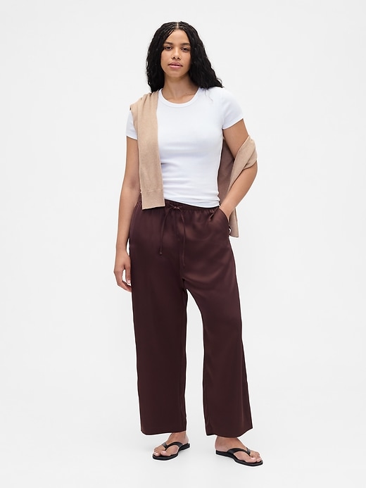 Image number 5 showing, Relaxed Straight-Leg Stripe Satin Pants