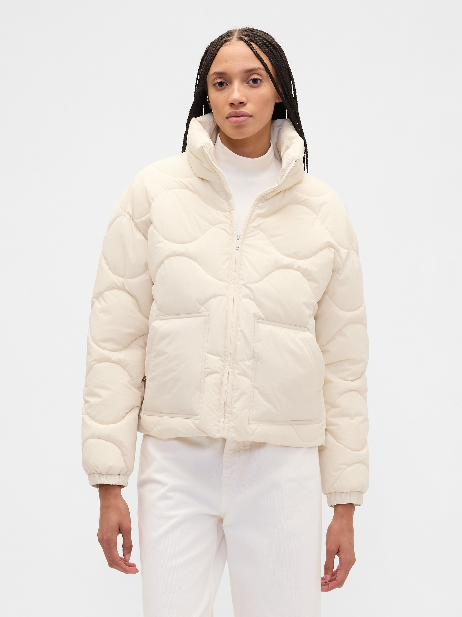 Relaxed Quilted Nylon Jacket - Birch White