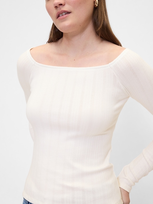 Image number 4 showing, Ribbed Boatneck Top