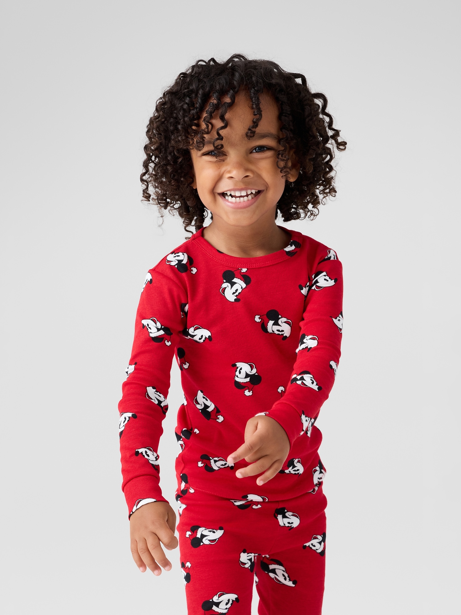 Gap Factory Babygap × Disney Mickey Mouse 100% Organic Cotton Pj Set In Red