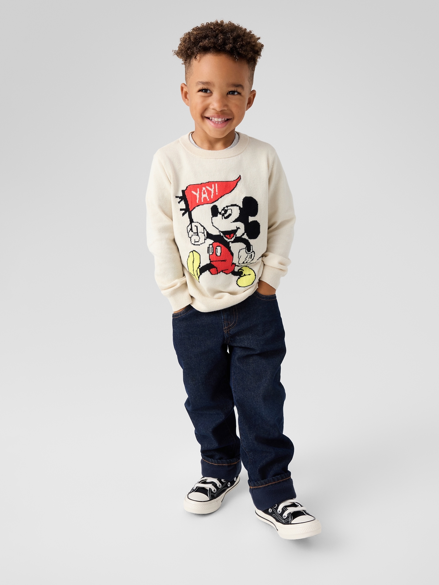 Gap Factory Babygap × Disney Mickey Mouse Intarsia Sweater In Neutral