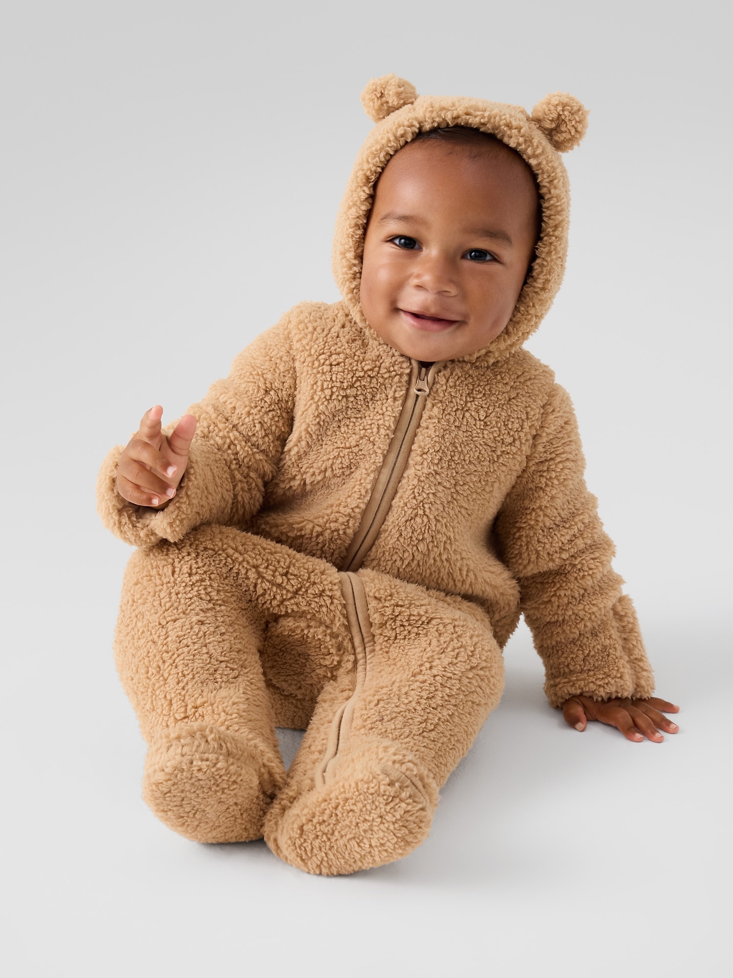 Gap Factory Baby Teddy Sherpa One-piece In Brown
