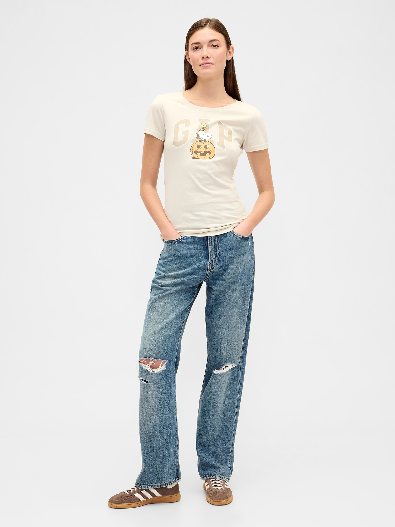 Gap Factory Peanuts Gap Logo T-shirt In White