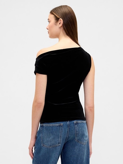 Image number 2 showing, Velour One-Shoulder Top