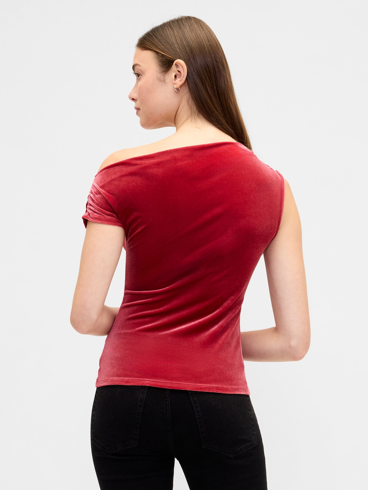 Gap Factory Velour One-shoulder Top In Red