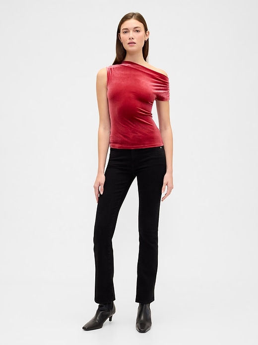 Image number 3 showing, Velour One-Shoulder Top