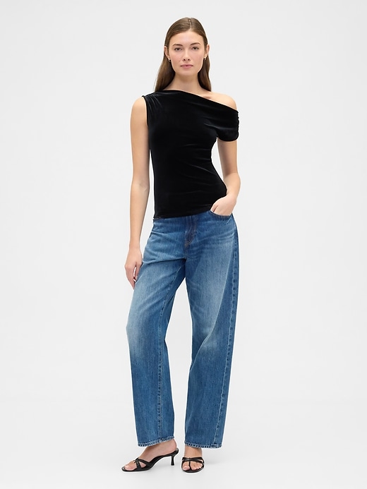 Image number 3 showing, Velour One-Shoulder Top