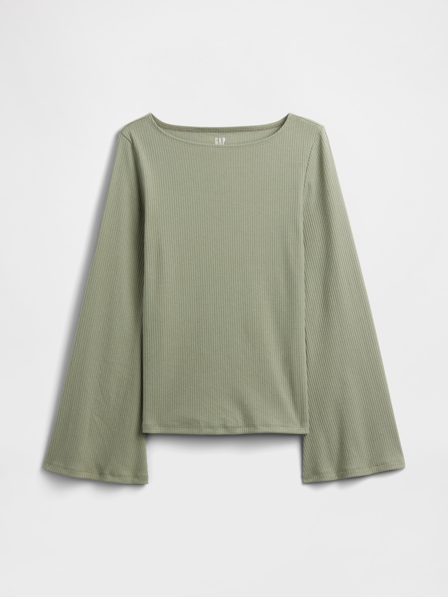 Gap Factory Velour Bell Sleeve Boatneck T-shirt In Green