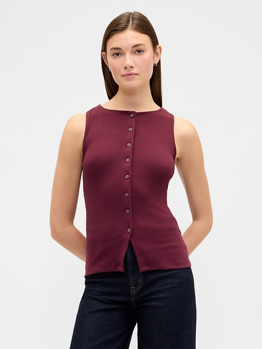 Image number 1 showing, Ribbed Boatneck Vest