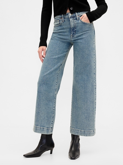 Image number 2 showing, High Rise Wide-Leg Crop Jeans