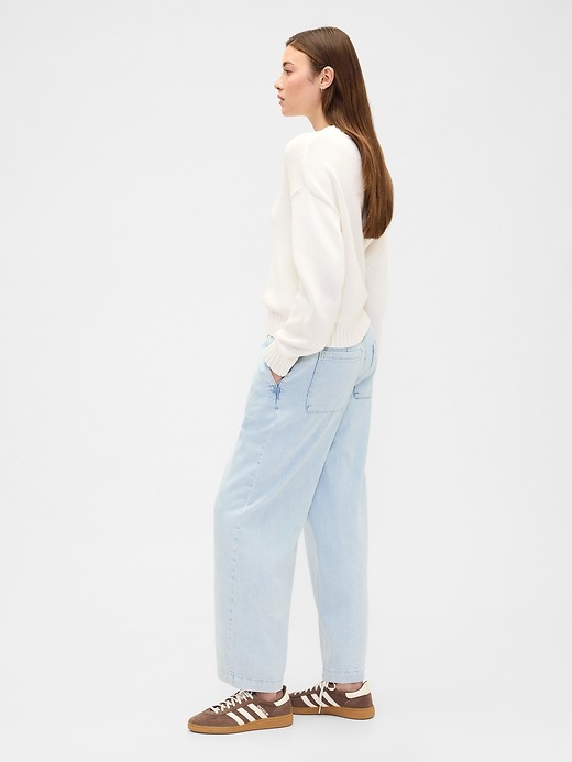 High Rise Pull-On Wide-Leg Jeans