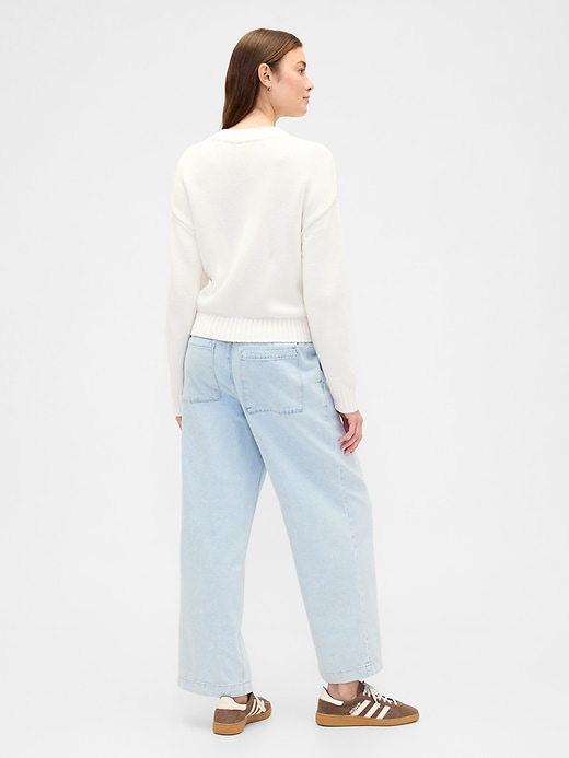 Image number 4 showing, High Rise Pull-On Wide-Leg Jeans