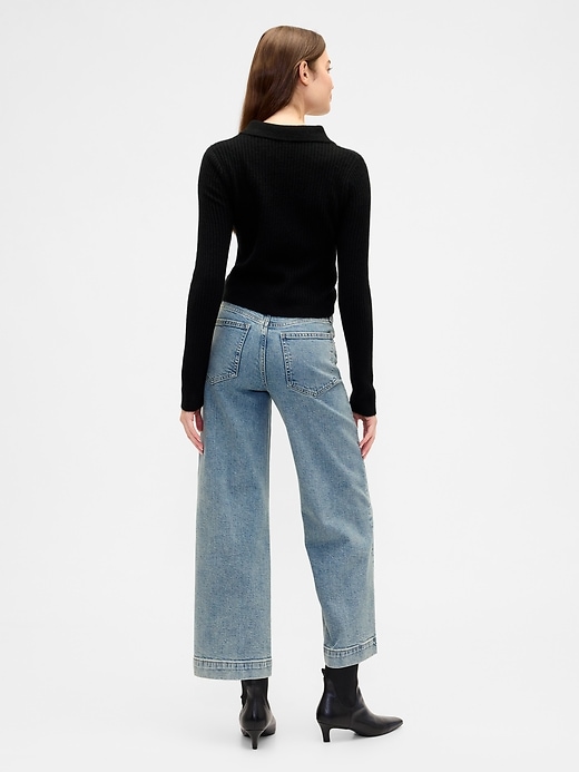 Image number 4 showing, High Rise Wide-Leg Crop Jeans