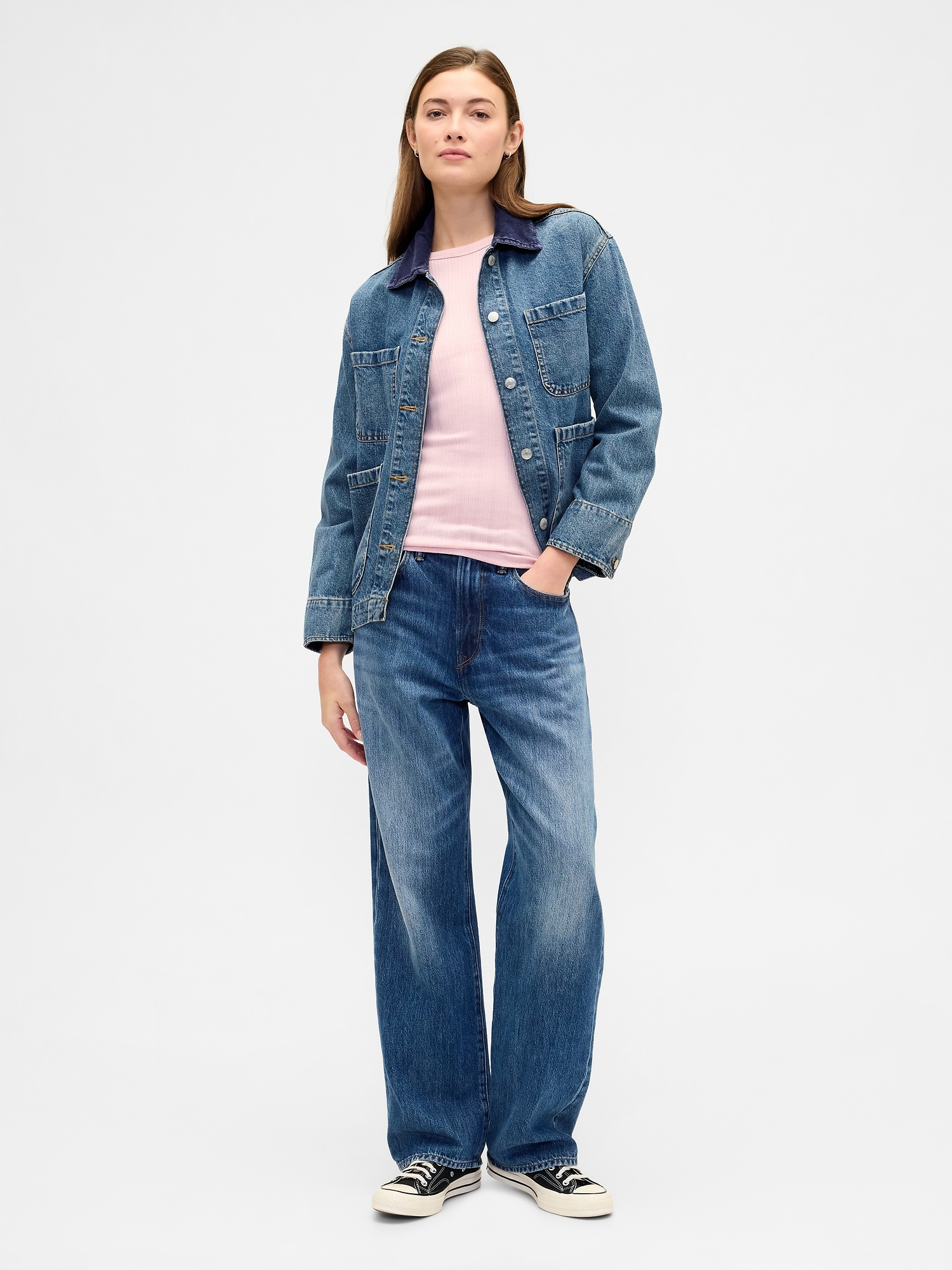 Gap Factory Ribbed Crewneck T-shirt In Pink