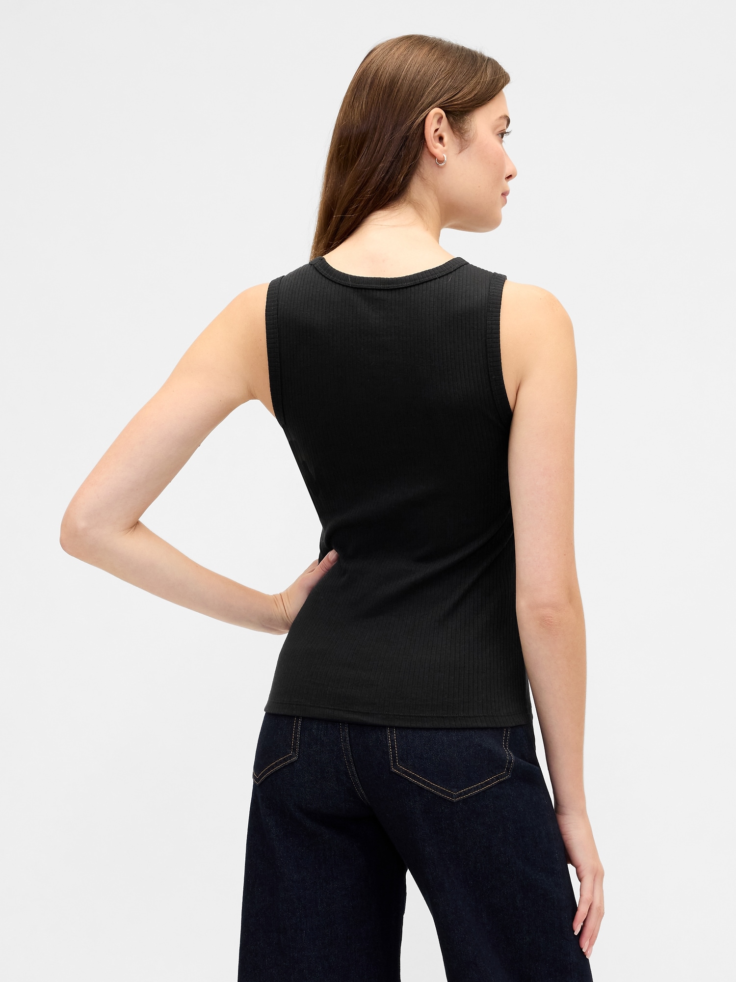 Gap Factory Ribbed Shell Tank Top In Black